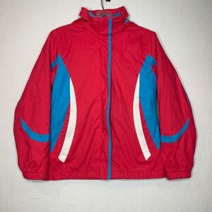 LL Bean Girls Insulated Jacket M 10/12 Pink Blue Removable Lining Fall Winter